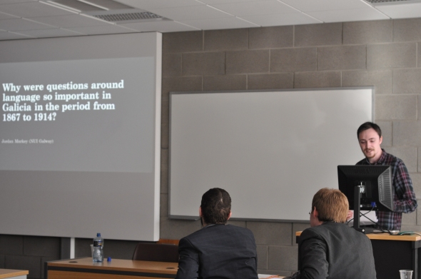Jordan Markey presenting his paper at IHSA 2015, University of Limerick